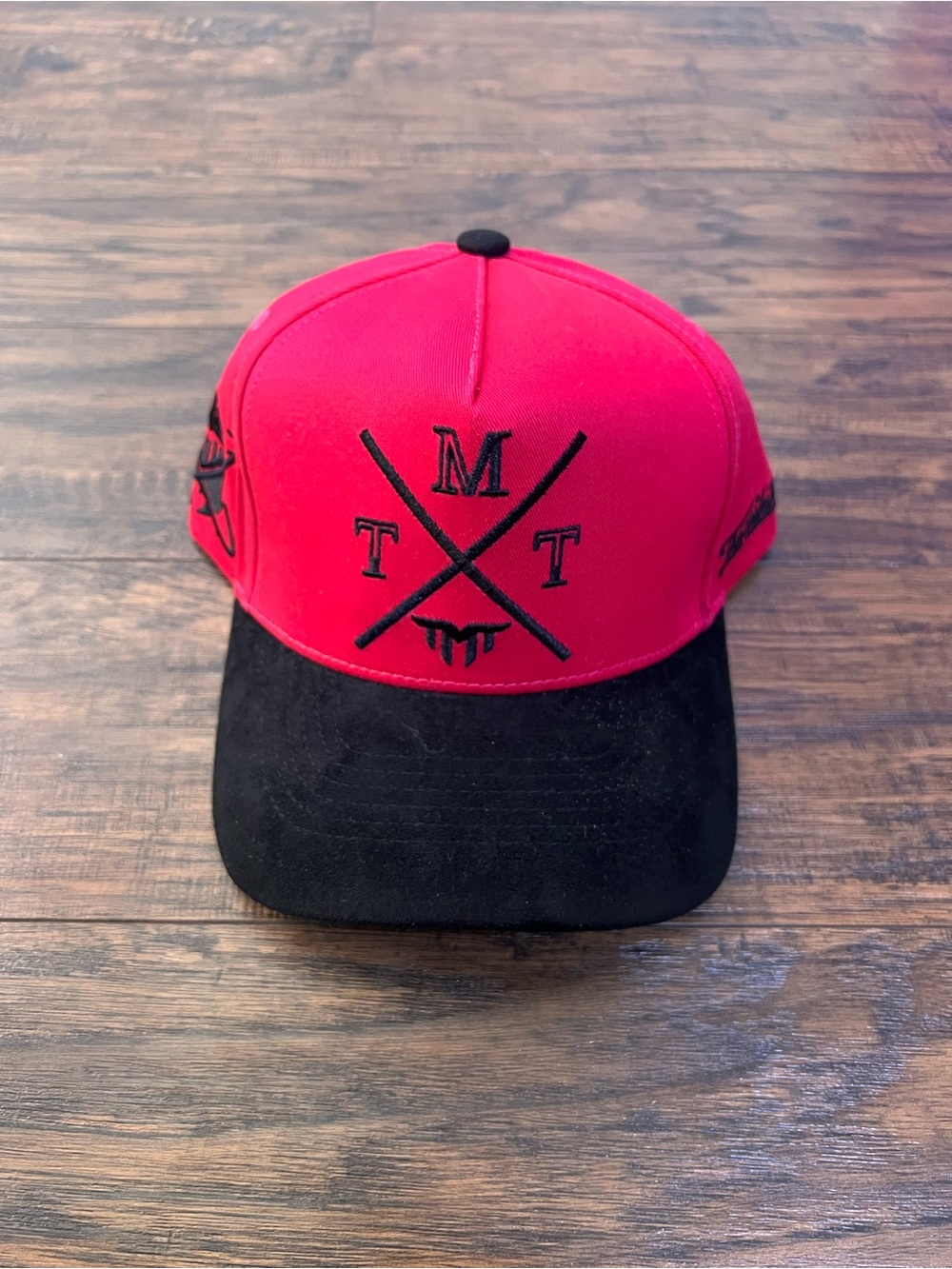 Pink and Black Baseball Cap with Crossed Logo